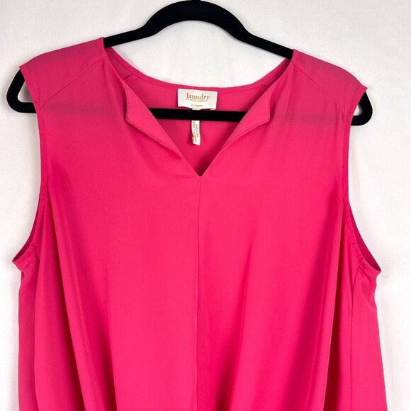 Laundry by Shelli Segal Sleeveless Drape Blouse Women’s Large Hot Pink V-Neck - Picture 3 of 15